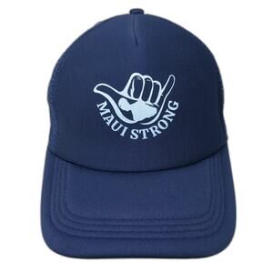 Kai Aloha Supply Trucker Hat Blue OS Maui Strong Shaka Sign Mesh Adjustable